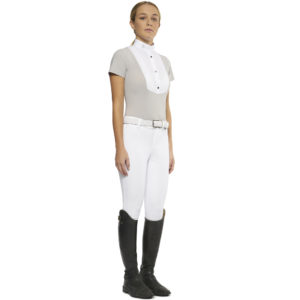 Cavalleria Toscana Girl's Competition Shirt- Short Sleeve - Light Grey 8100