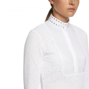 Cavalleria Toscana Women's Micro Sequin Competition Shirt- White