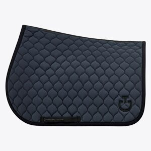 Cavalleria Toscana Quilted Wave Saddle Cloth and Fly Veil set in Grey/Black